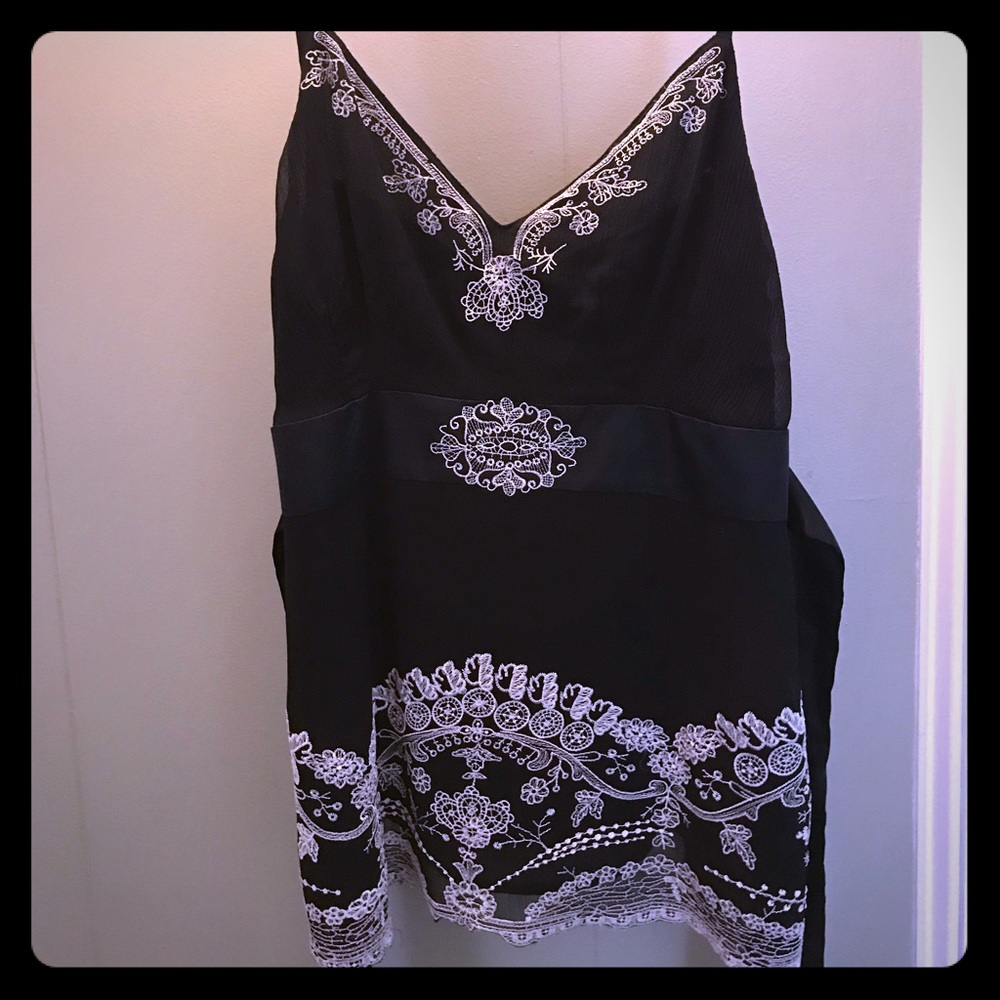 Black and White Lace Detail Top